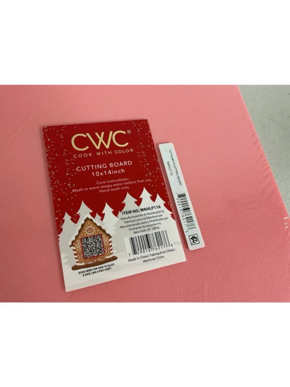 Pink Vintage Style Christmas Tree Cutting Board Plastic 10x14 New